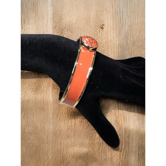 Y2K Coach Signature Metal Enamel OP Art Hinge Bangle - Picture 3 of 6